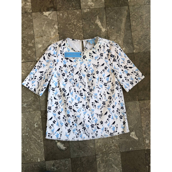 NWT Draper James Printed Denim Popover Top Bird - Picture 2 of 4